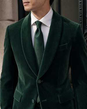 Emerald Green Velvet Shawl Lapel Suit — Custom Made to Measure — 4
