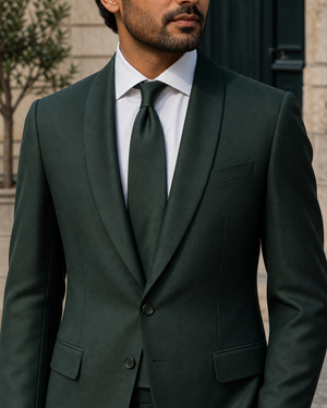 Emerald Green Wool Shawl Lapel Suit — Custom Made to Measure — 4