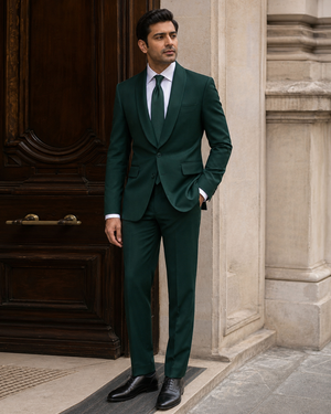 Emerald Green Wool Shawl Lapel Suit — Custom Made to Measure — 3