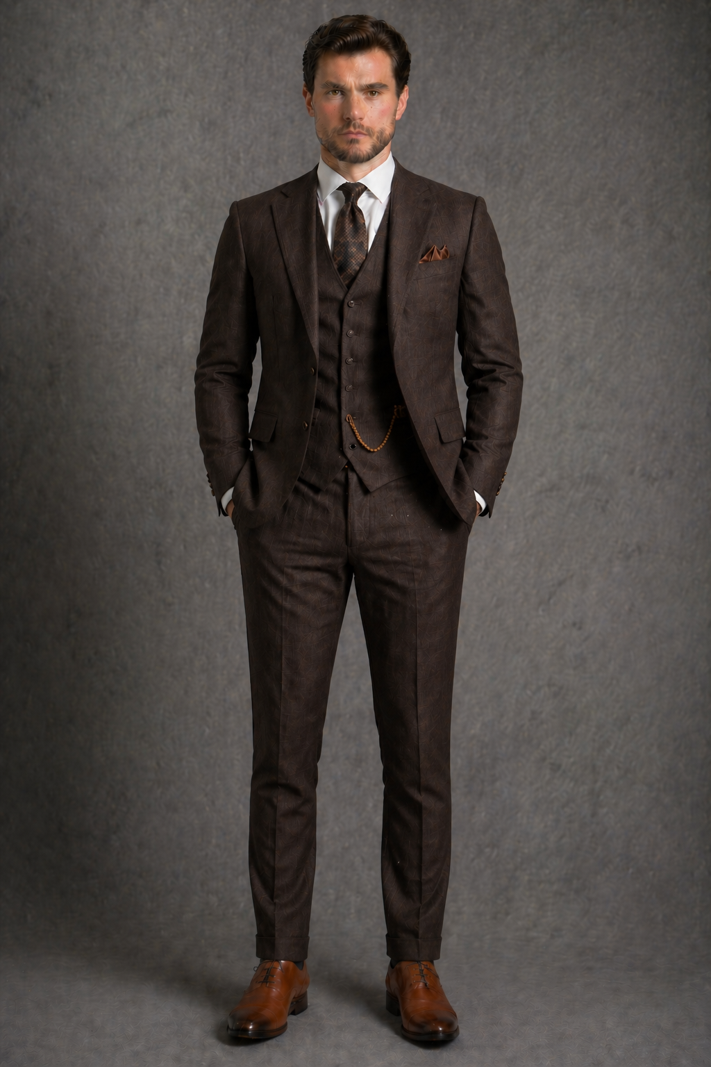 Espresso Linen Slim Fit Suit — Custom Made to Measure