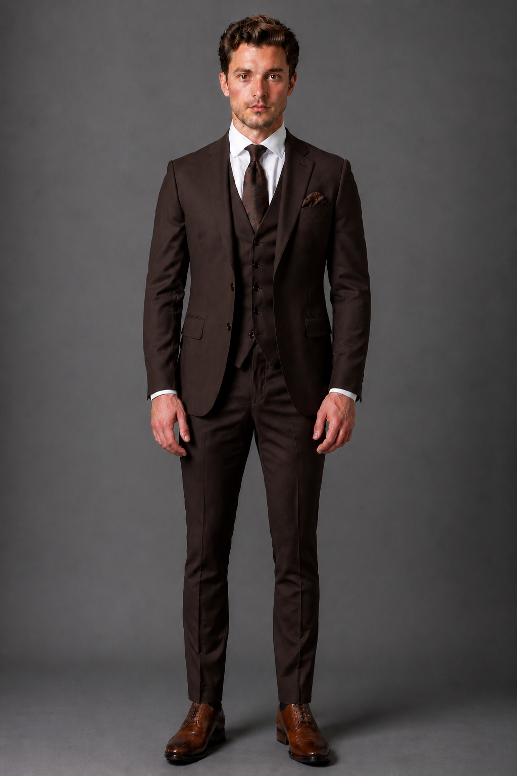 Espresso Silk Blend Groomsmen Suit — Custom Made to Measure