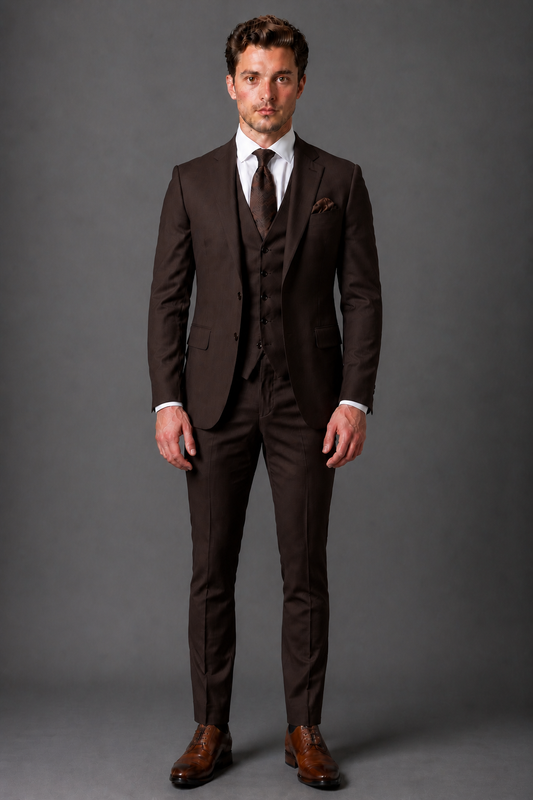 Espresso Silk Blend Groomsmen Suit — Custom Made to Measure