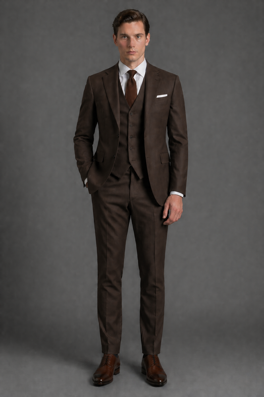 Espresso Wool Slim Fit Suit — Custom Made to Measure