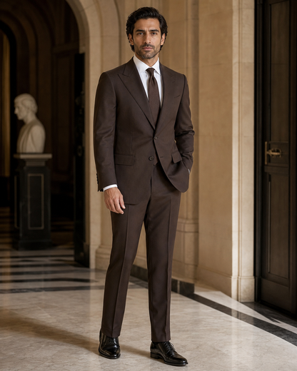Espresso Cotton Beach Wedding Suit - Custom Made to Measure side back view