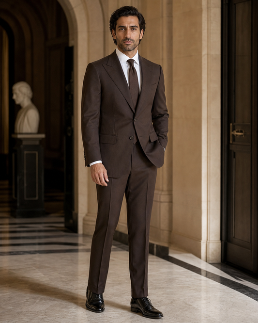 Espresso Cotton Beach Wedding Suit - Custom Made to Measure side back view