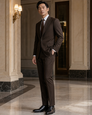 Espresso Cotton Outdoor Wedding Suit — Custom Made to Measure — 2