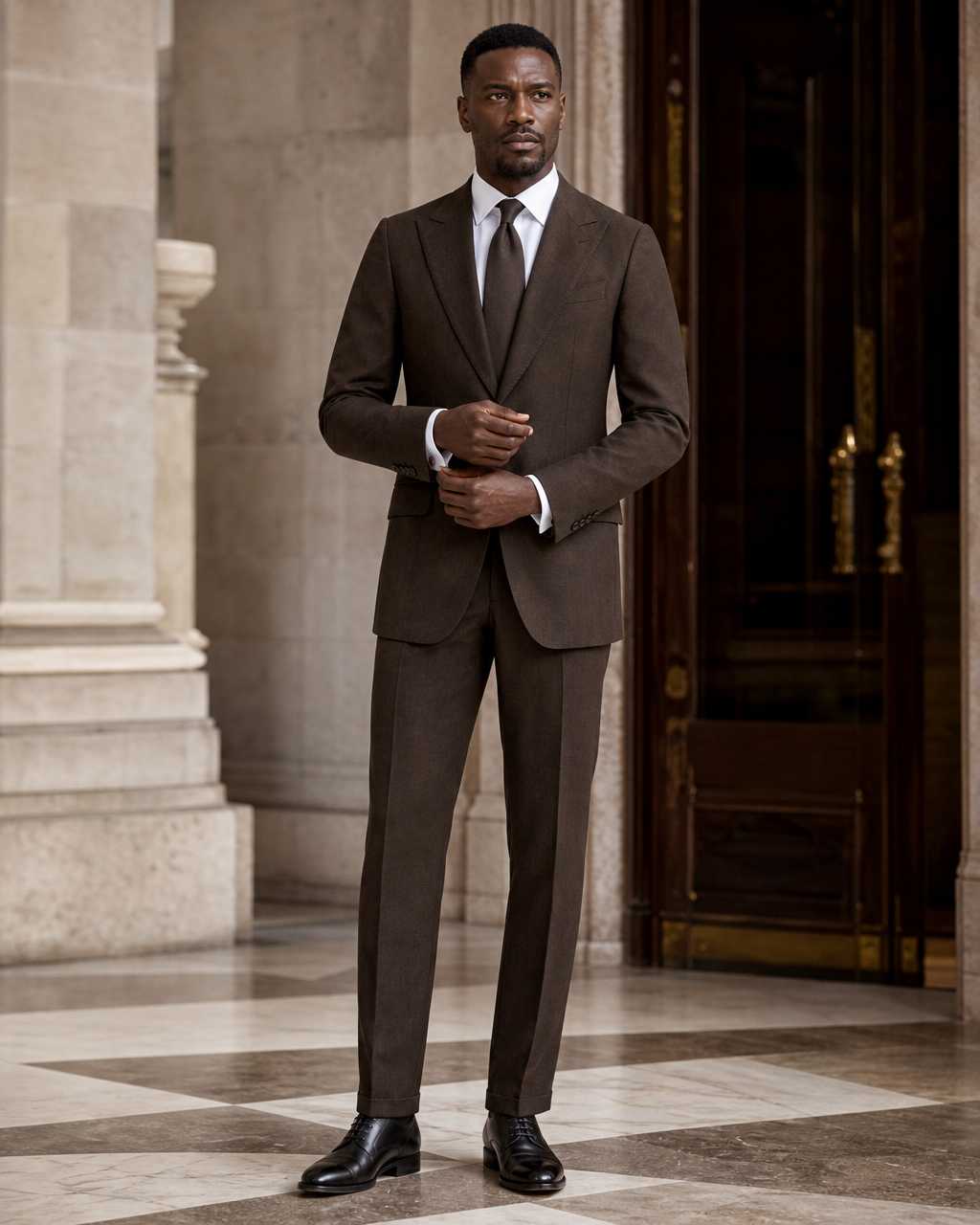 Espresso Linen Summer Suit - Custom Made to Measure front view