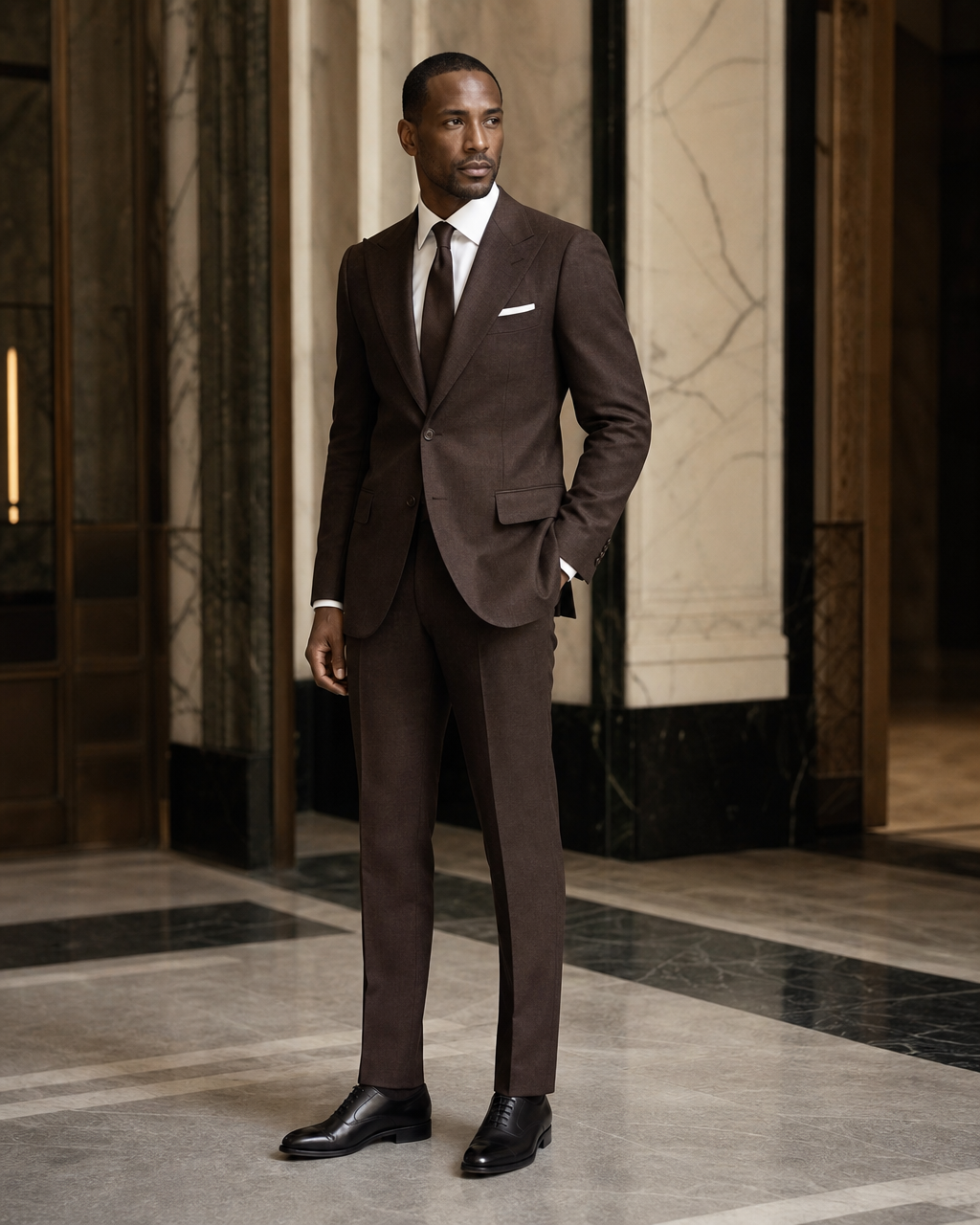 Espresso Linen Summer Suit - Custom Made to Measure side back view
