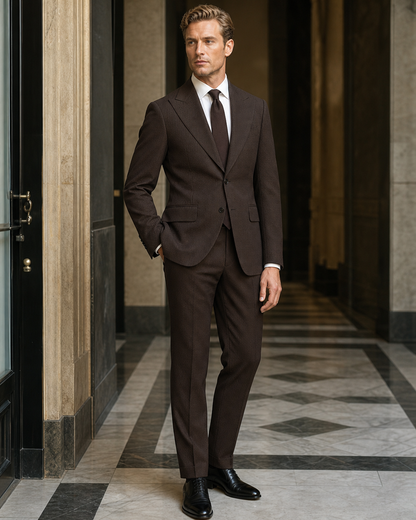 Espresso Seersucker Beach Wedding Suit - Custom Made to Measure side back view