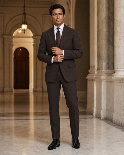Espresso Seersucker Summer Suit - Custom Made to Measure front view