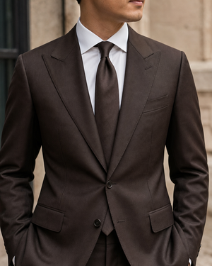 Espresso Silk Blend Peak Lapel Suit — Custom Made to Measure — 4
