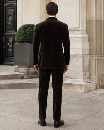 Espresso Velvet Shawl Lapel Suit - Custom Made to Measure back view