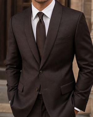 Espresso Wool Shawl Lapel Suit — Custom Made to Measure — 4