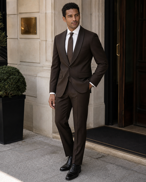 Espresso Wool Shawl Lapel Suit — Custom Made to Measure — 3