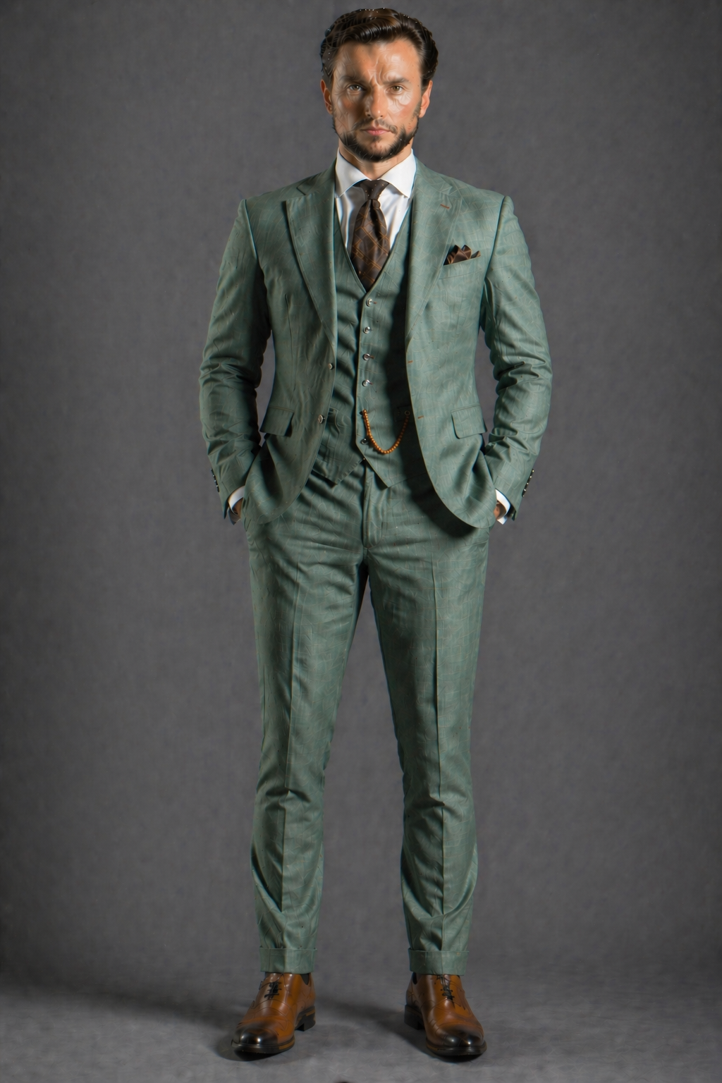 Eucalyptus Green Linen Slim Fit Suit — Custom Made to Measure