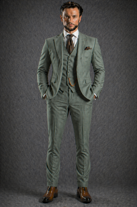 Eucalyptus Green Wool Father of the Bride Suit — Custom Made
