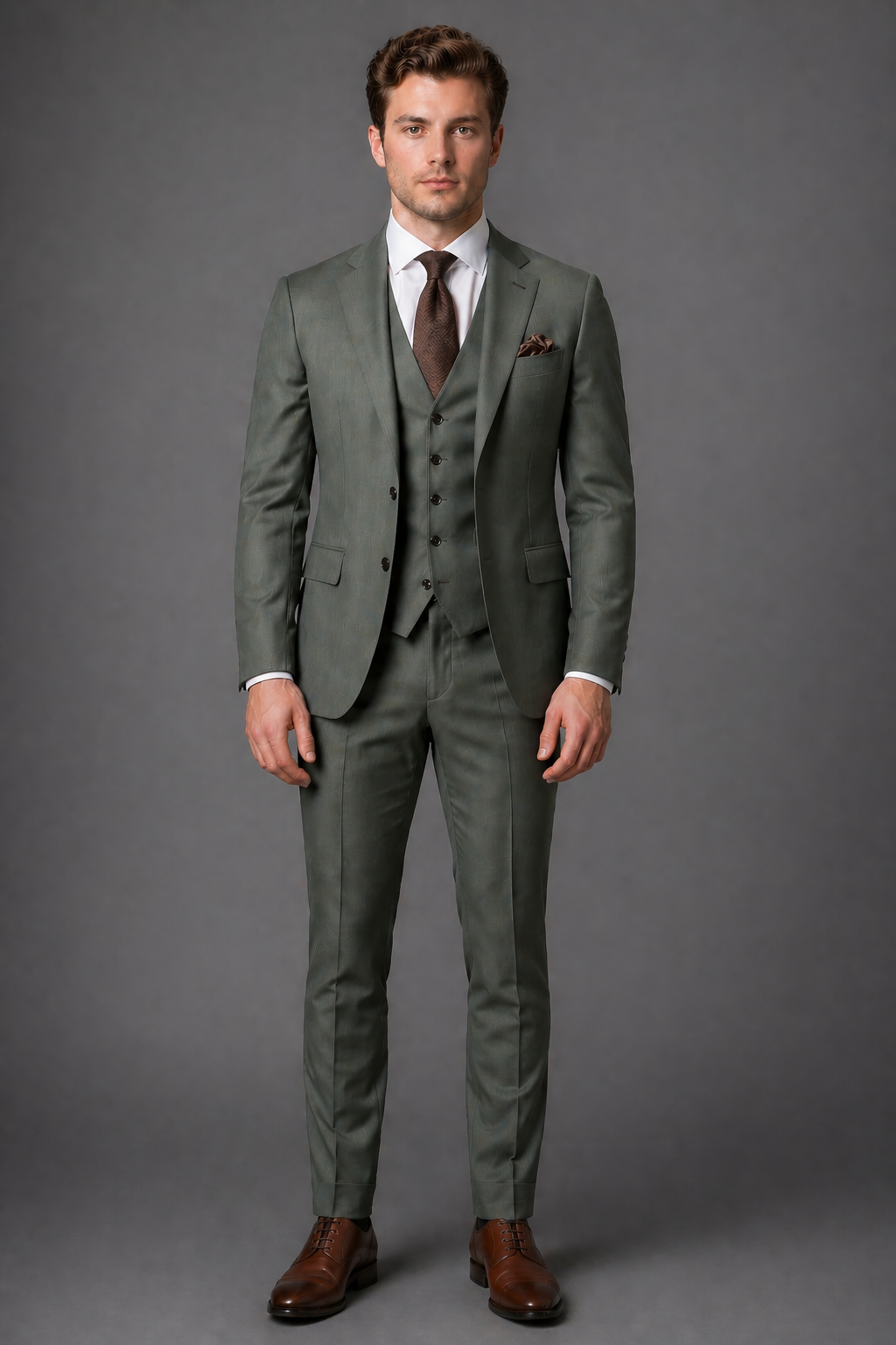 Eucalyptus Green Wool Slim Fit Suit — Custom Made to Measure