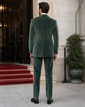 Eucalyptus Green Velvet Shawl Lapel Suit — Custom Made to Measure — 2