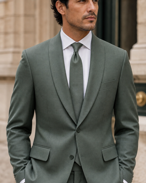 Eucalyptus Green Wool Shawl Lapel Suit — Custom Made to Measure — 4