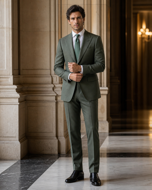 Eucalyptus Green Wool Winter Suit — Custom Made to Measure — 1