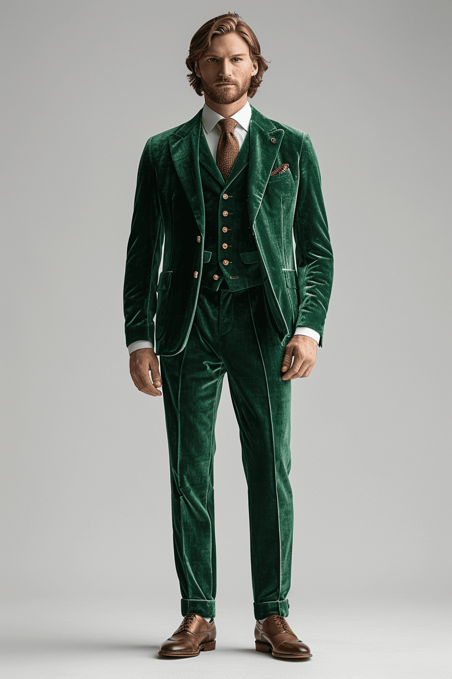Forest Green Velvet Tuxedo — Custom Made to Measure
