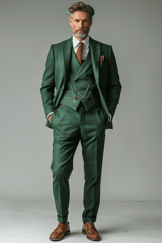 Forest Green Wool Business Suit — Custom Made to Measure