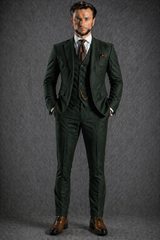 Forest Green Wool Father of the Bride Suit — Custom Made