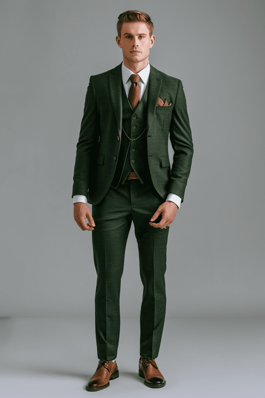 Forest Green Wool Wedding Suit — Custom Made to Measure