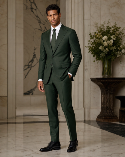 Forest Green Cotton Beach Wedding Suit - Custom Made to Measure side back view