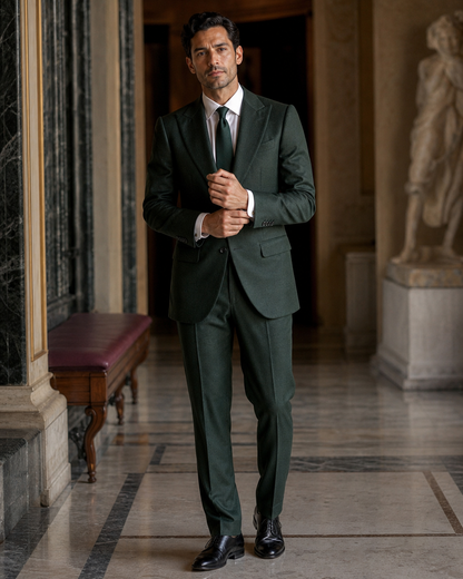 Forest Green Flannel Winter Suit - Custom Made to Measure front view