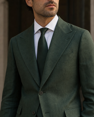 Forest Green Linen Peak Lapel Suit — Custom Made to Measure — 4