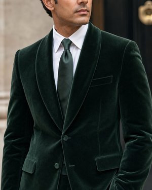 Forest Green Velvet Shawl Lapel Suit — Custom Made to Measure — 4