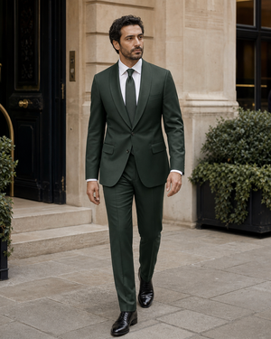 Forest Green Wool Shawl Lapel Suit — Custom Made to Measure — 1