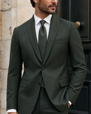 Forest Green Wool Shawl Lapel Suit — Custom Made to Measure — 4