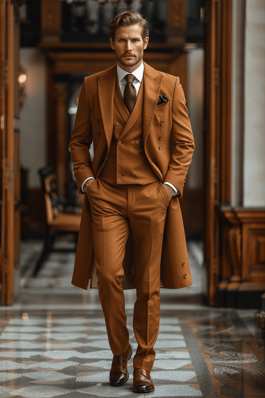 Gold Silk Blend Wedding Suit — Custom Made to Measure