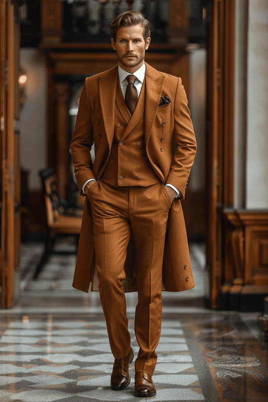 Gold Silk Blend Wedding Suit — Custom Made to Measure