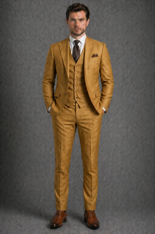 Gold Wool Father of the Bride Suit — Custom Made