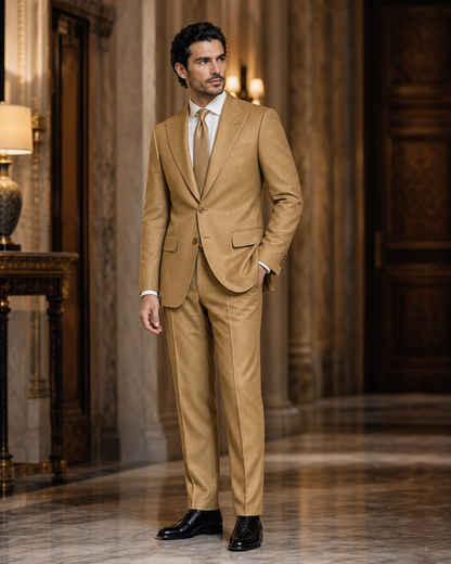 Gold Flannel Winter Suit - Custom Made to Measure side back view