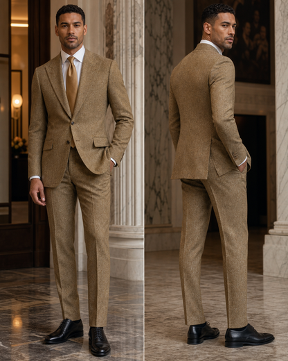Gold Tweed Winter Suit - Custom Made to Measure side back view