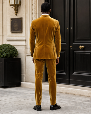 Gold Velvet Shawl Lapel Suit — Custom Made to Measure — 2