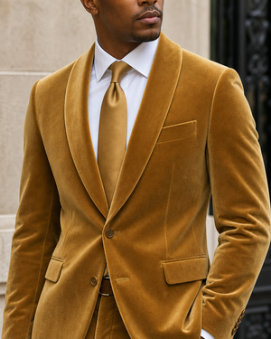 Gold Velvet Shawl Lapel Suit — Custom Made to Measure — 4