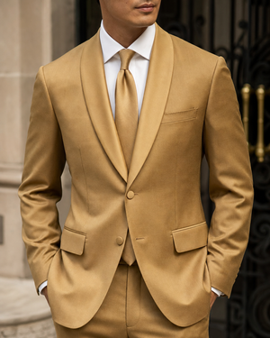 Gold Wool Shawl Lapel Suit — Custom Made to Measure — 4