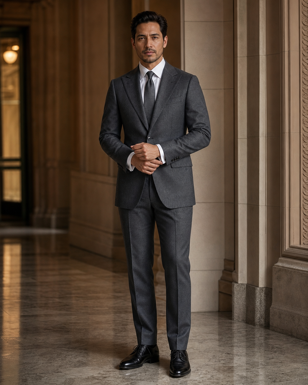 Graphite Gray Cashmere Blend Winter Suit - Custom Made to Measure front view