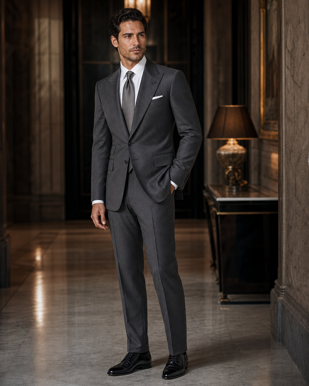Graphite Gray Cashmere Blend Winter Suit - Custom Made to Measure side back view