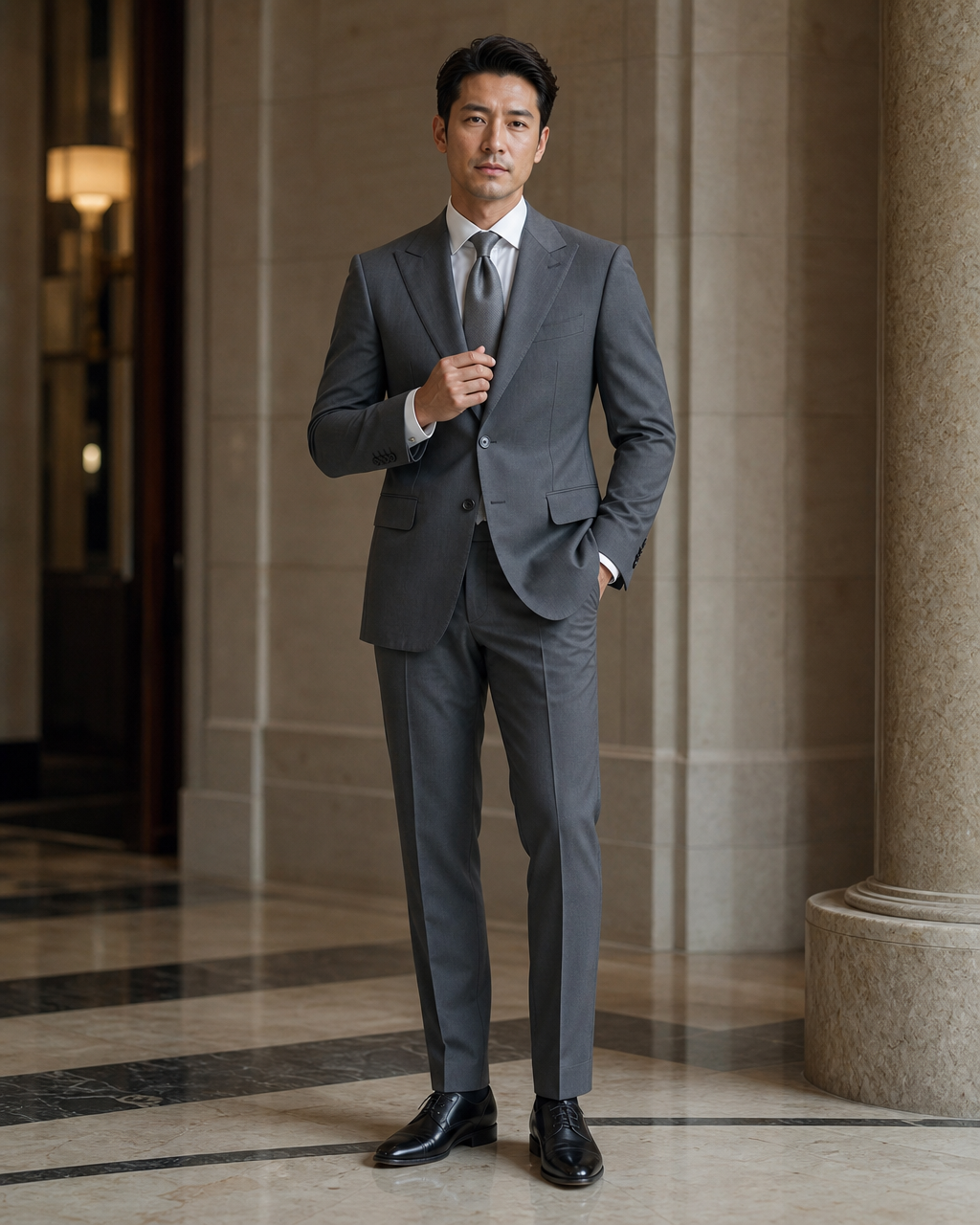 Graphite Gray Cotton Beach Wedding Suit - Custom Made to Measure front view