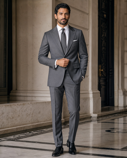 Graphite Gray Cotton Summer Suit - Custom Made to Measure front view