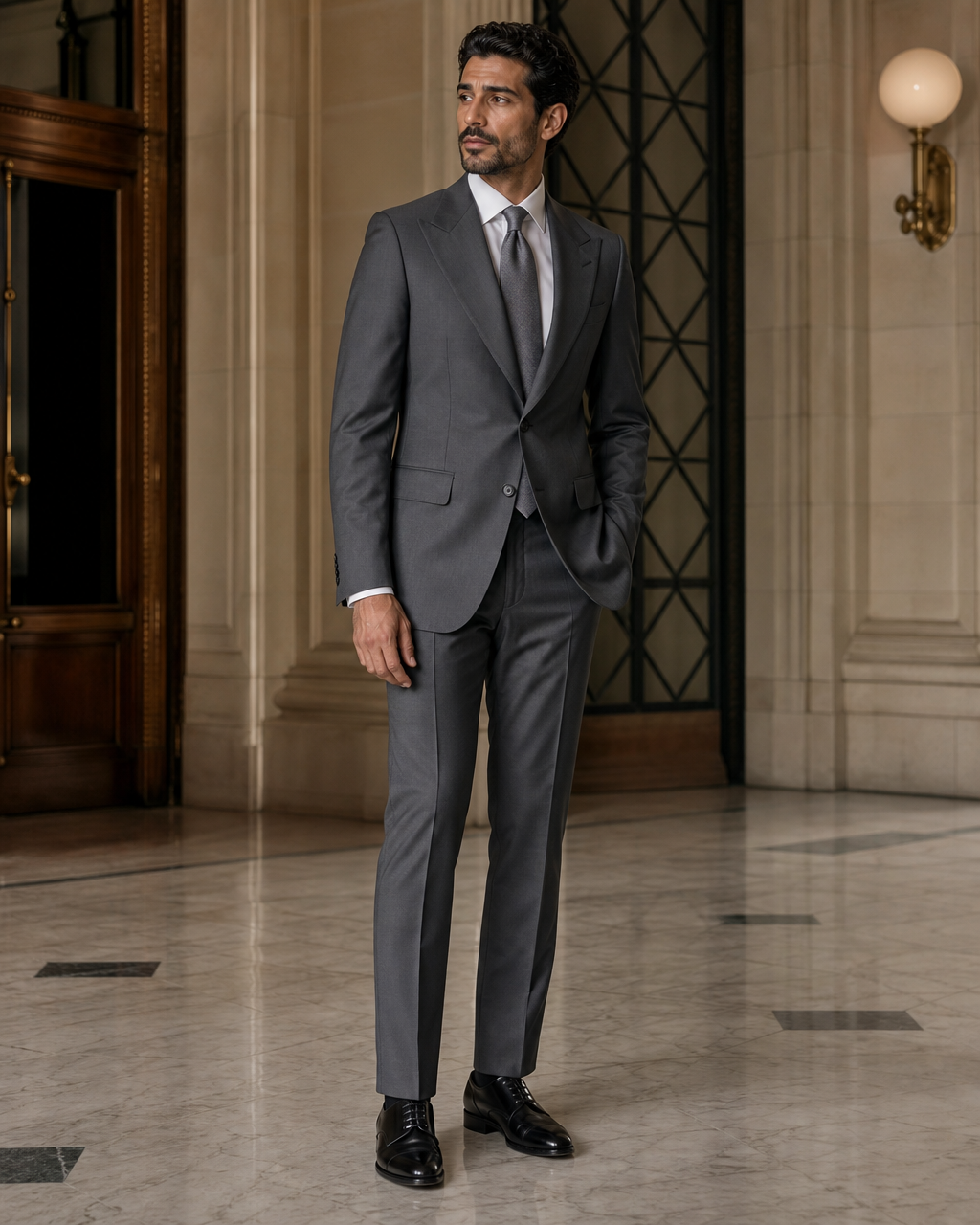 Graphite Gray Cotton Summer Suit - Custom Made to Measure side back view