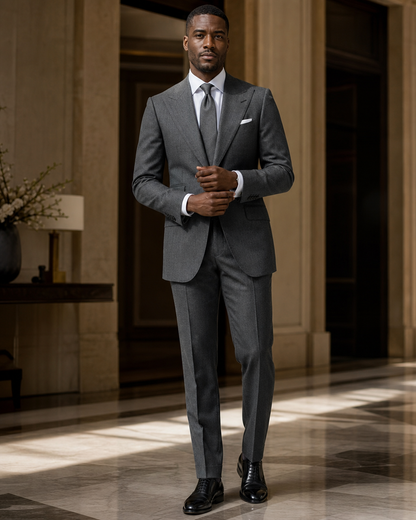 Graphite Gray Flannel Winter Suit - Custom Made to Measure front view