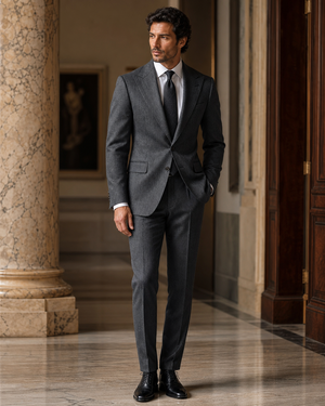Graphite Gray Herringbone Winter Suit — Custom Made to Measure — 2