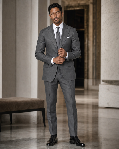 Graphite Gray Linen Beach Wedding Suit - Custom Made to Measure front view